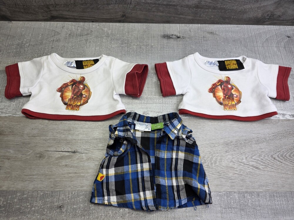 Build A Bear Marvel Avengers Iron Man Shirt Lot Of 3 g56